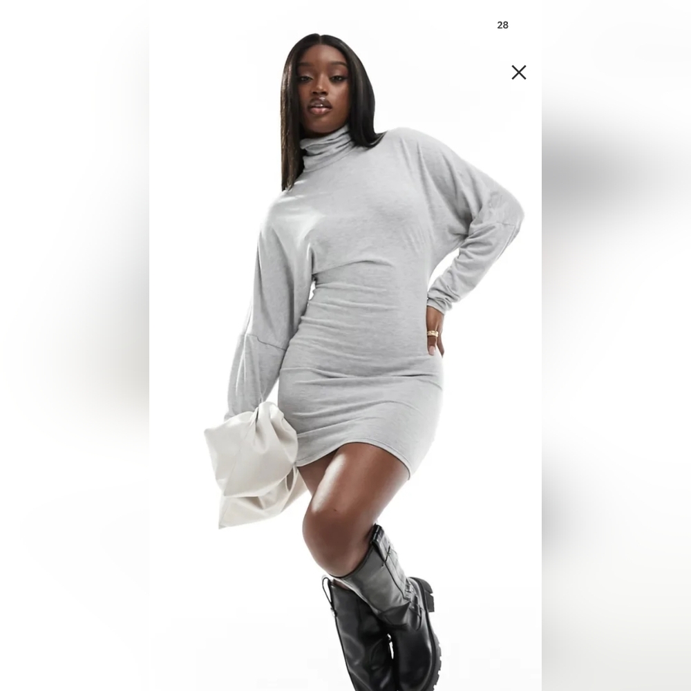 ASOS Long Sleeve Light Gray Dress
